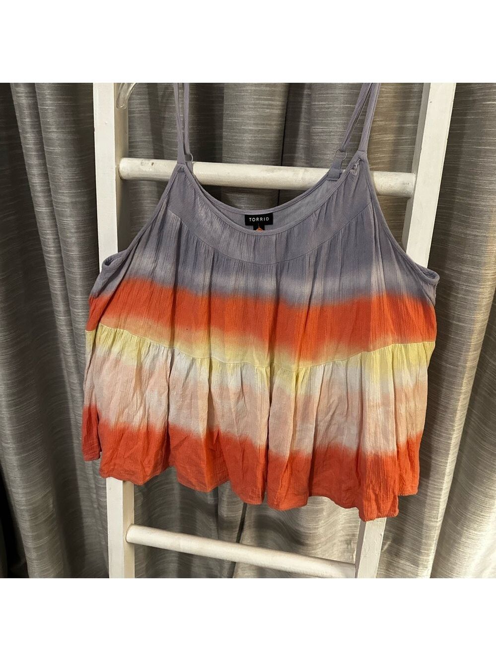 Torrid Women's Orange and Yellow Tie-Dye Top